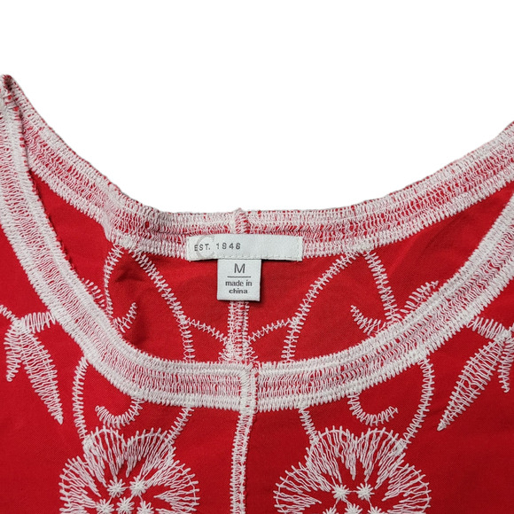 C Est. 1946 red boho fringe embroidered top women's medium beach cover - Picture 4 of 5